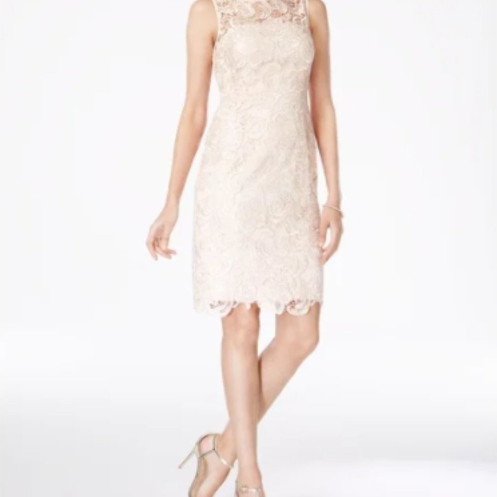 Adrianna Papell champagne lace dress